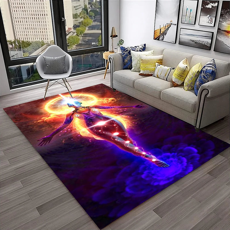 Rainbow 7 Chakra Yoga Meditation Soft Carpet Rug for Home Living Room Bedroom Sofa Doormat Decor,Area Rug Non-slip Floor Mat