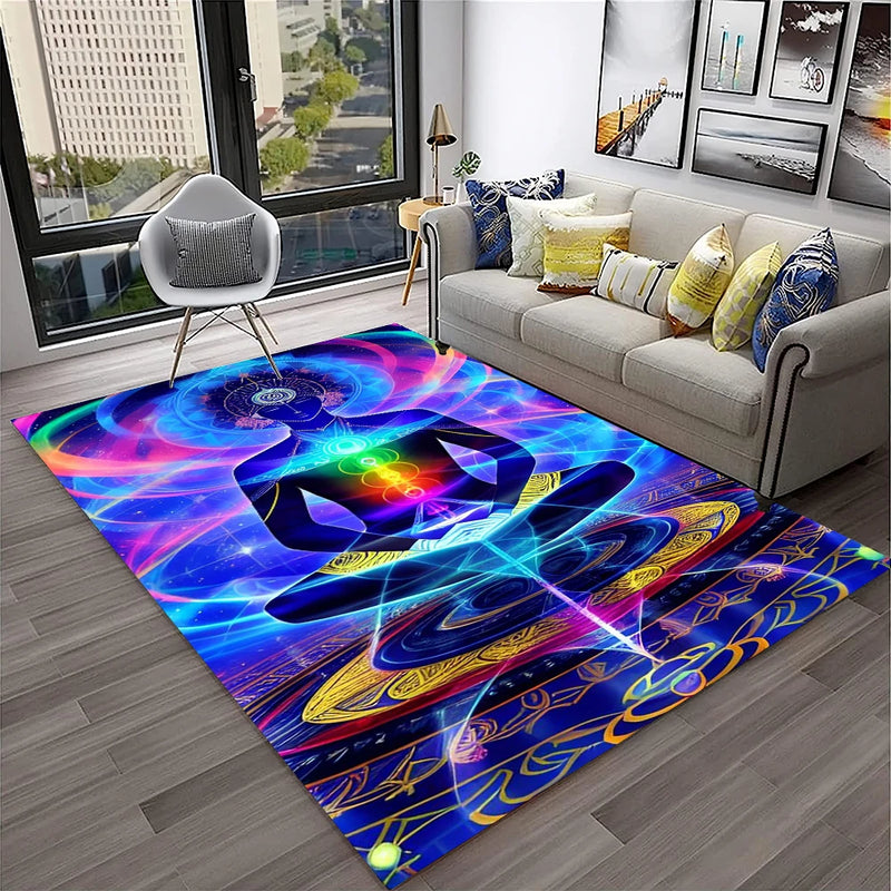 Rainbow 7 Chakra Yoga Meditation Soft Carpet Rug for Home Living Room Bedroom Sofa Doormat Decor,Area Rug Non-slip Floor Mat