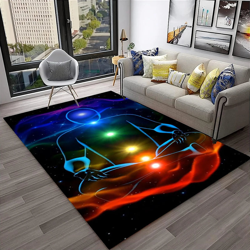 Rainbow 7 Chakra Yoga Meditation Soft Carpet Rug for Home Living Room Bedroom Sofa Doormat Decor,Area Rug Non-slip Floor Mat