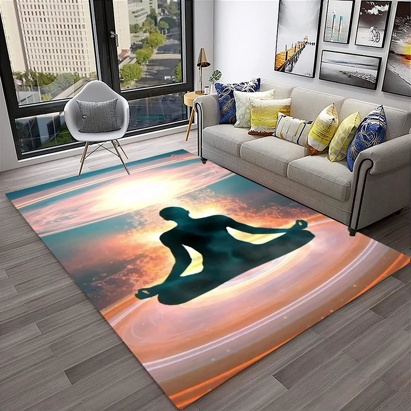 Rainbow 7 Chakra Yoga Meditation Soft Carpet Rug for Home Living Room Bedroom Sofa Doormat Decor,Area Rug Non-slip Floor Mat