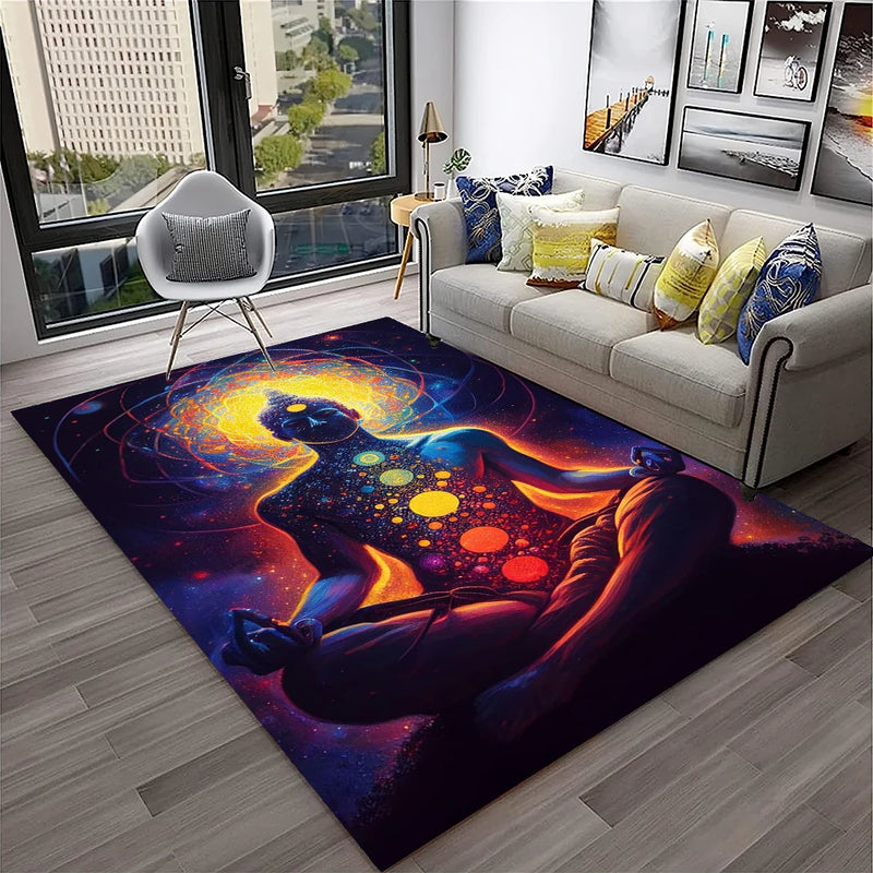 Rainbow 7 Chakra Yoga Meditation Soft Carpet Rug for Home Living Room Bedroom Sofa Doormat Decor,Area Rug Non-slip Floor Mat