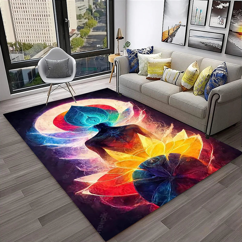 Rainbow 7 Chakra Yoga Meditation Soft Carpet Rug for Home Living Room Bedroom Sofa Doormat Decor,Area Rug Non-slip Floor Mat