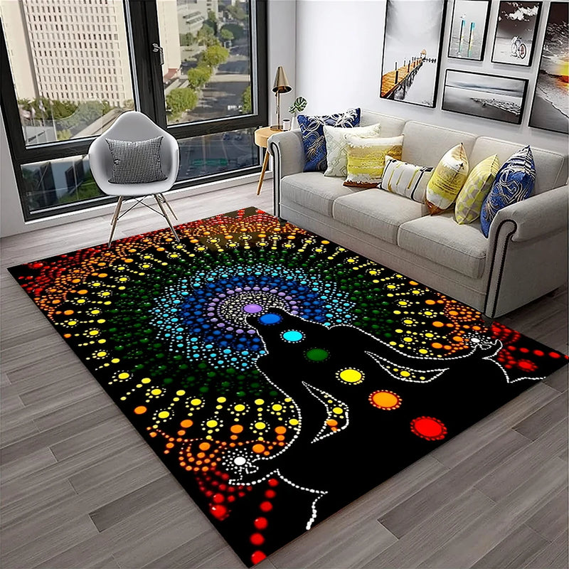 Rainbow 7 Chakra Yoga Meditation Soft Carpet Rug for Home Living Room Bedroom Sofa Doormat Decor,Area Rug Non-slip Floor Mat