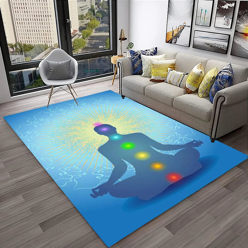 Rainbow 7 Chakra Yoga Meditation Soft Carpet Rug for Home Living Room Bedroom Sofa Doormat Decor,Area Rug Non-slip Floor Mat