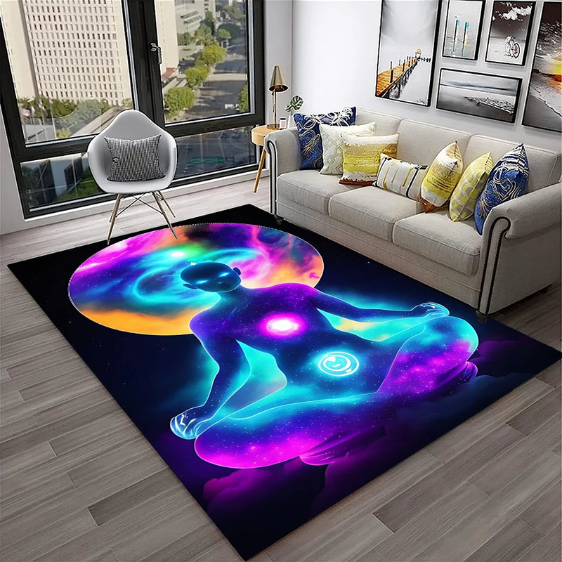 Rainbow 7 Chakra Yoga Meditation Soft Carpet Rug for Home Living Room Bedroom Sofa Doormat Decor,Area Rug Non-slip Floor Mat